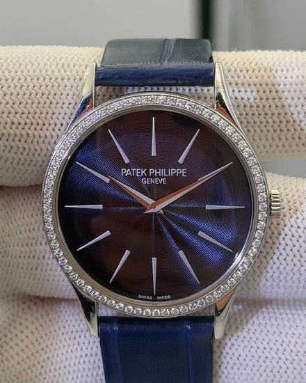 Patek Philippe Calatrava 33MM Blue Dial Leather Strap (4897G-001)