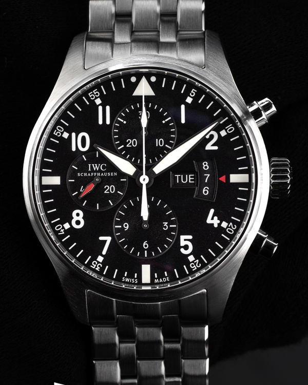 2016 IWC Schaffhausen Pilot Chronograph 43MM Black Dial Steel Bracelet (IW377704)