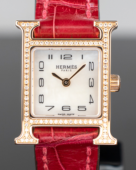 2021 Hermès Heure H 17.2MM Quartz Silver Dial Leather Strap (W053097WW00)