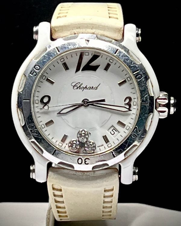 No Reserve - 2012 Chopard Happy Sport 38MM Quartz Silver Dial Rubber Strap (28/8507)