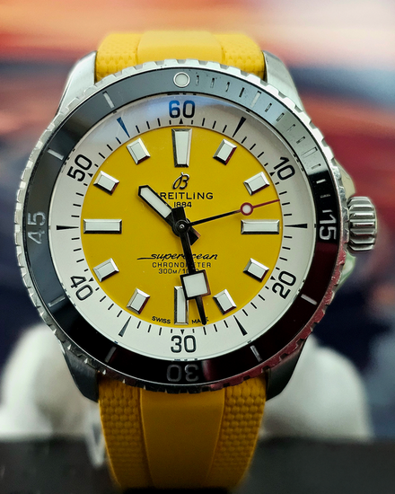 Breitling Superocean Boutique S.E. 42MM Yellow Dial Rubber Strap (A17375)