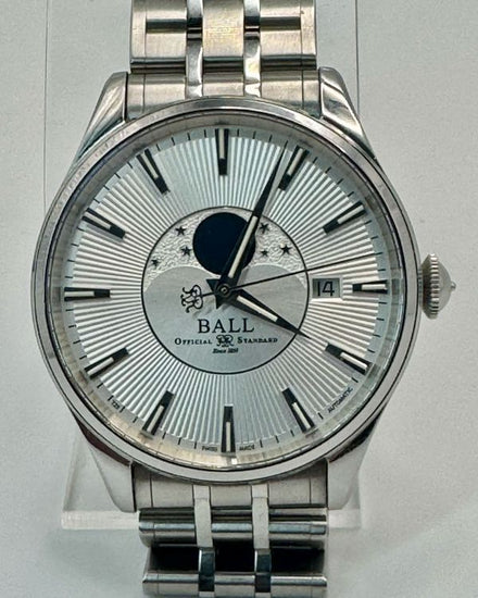 No Reserve - Ball Trainmaster Moon Phase 40MM Silver Dial Steel Bracelet (NM3082D-SJ-SL)