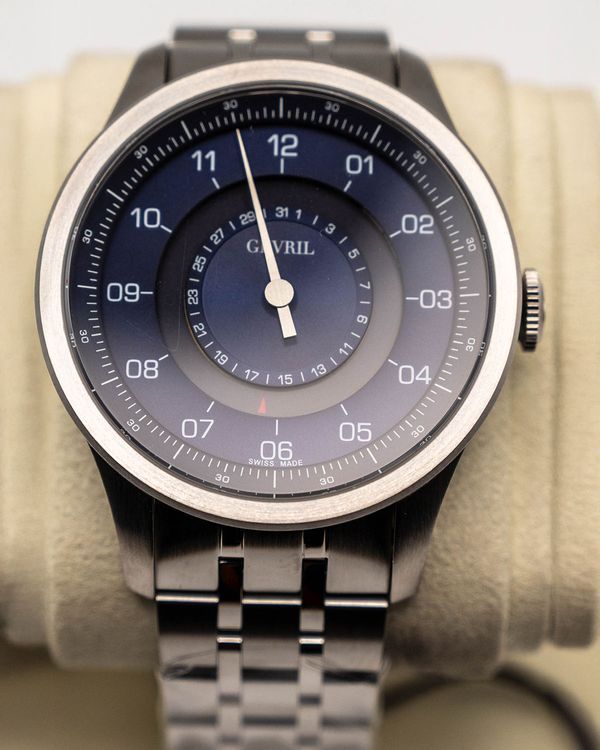 Gevril Jones Street Single Hand L.E. 45MM Blue Dial Steel Bracelet (2102)
