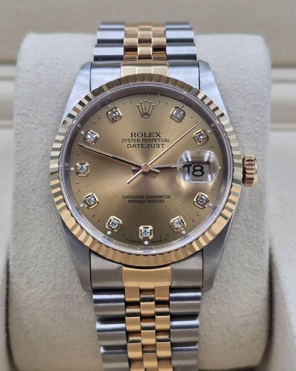 1995 (W Serial) Rolex Datejust 36MM Champagne Dial Two-Tone Jubilee Bracelet (16233)
