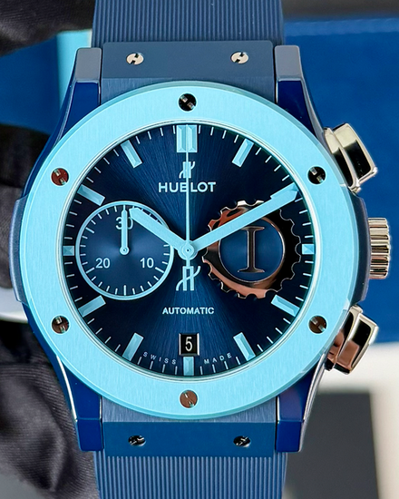 2019 Hublot Classic Fusion Chronograph "Garage Italia" L.E. 45MM Blue Dial Rubber Strap (521.EX.7170.RX.GIT19)