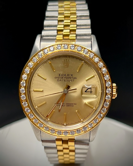 No Reserve -  1987 Rolex Datejust 36MM Champagne Dial Aftermarket Two-Tone Bracelet (16013)