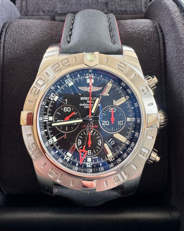 2012 Breitling Chronomat GMT L.E. 47MM Black Dial Leather Strap (AB041210/BB48)
