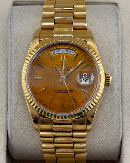 Rolex Day-Date 36MM Golden Dial Yellow Gold President Bracelet (18238)
