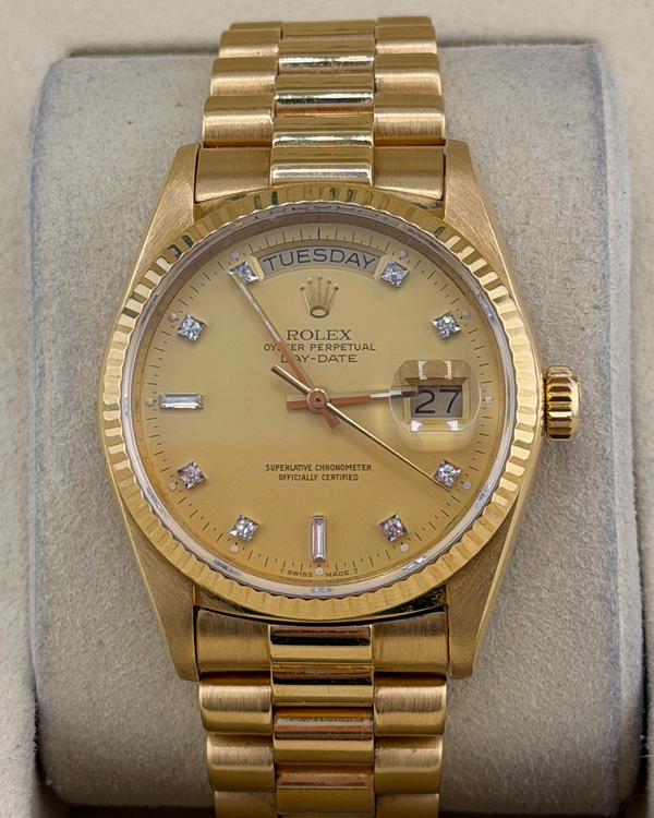 Rolex Day-Date 36MM Champagne Dial Yellow Gold President Bracelet (18038)