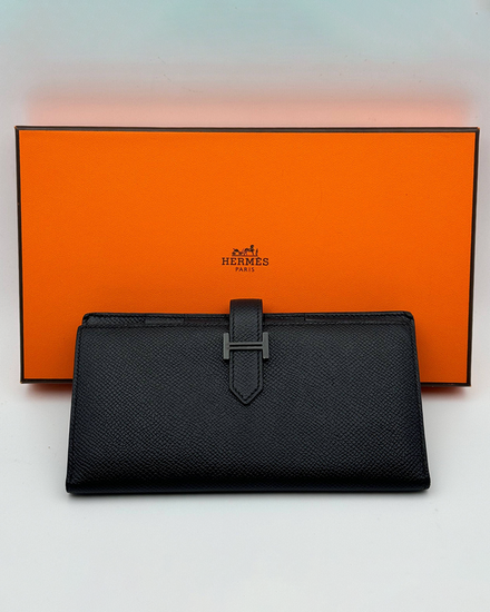 Hermès Accessories Béarn Combiné Wallet Soufflet Bifold 4.3 x 3.3 x 1IN Epsom Leather Palladium-Plated Hardware Leather Strap (H082875CK89)
