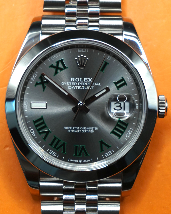 (Working) 2022 Rolex Datejust "Wimbledon" 41MM Slate Dial Jubilee Bracelet (126300)