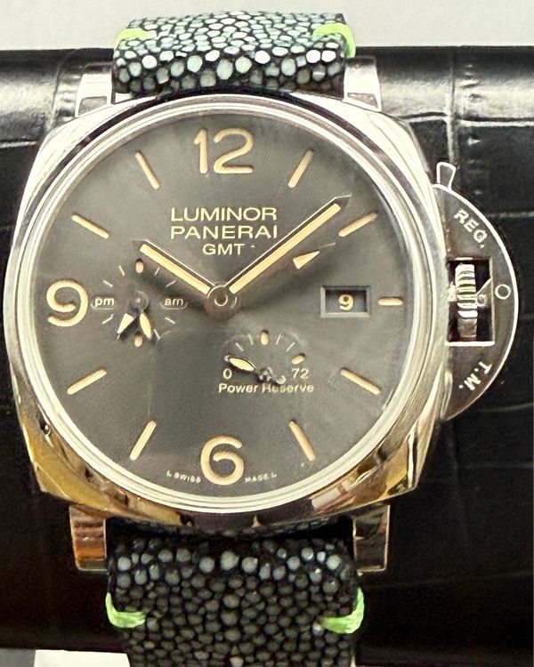 2019 Panerai Luminor Due 3 Days GMT 45MM Anthracite Dial Aftermarket Leather Strap (PAM00944)
