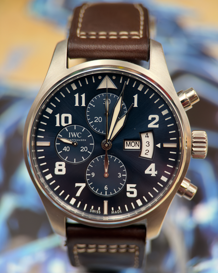 2015 IWC Schaffhausen Pilot Chronograph "Le Petit Prince" 43MM Blue Dial Leather Strap (IW377706)