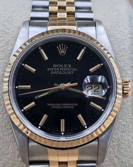 1993 Rolex Datejust 36MM Black Dial Two-Tone Jubilee Bracelet (16233)