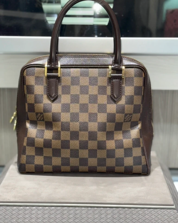 2004 Louis Vuitton Accessories Damier Ebene Brera Top Handle Bag 9.5 x 8 x 4IN Leather Gold-Plated Steel Hardware Leather Strap (Damier Ebene Brera)