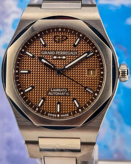 2026 Girard Perregaux Laureato 38MM Copper Dial Steel Bracelet (81005-11-3154-1CM)