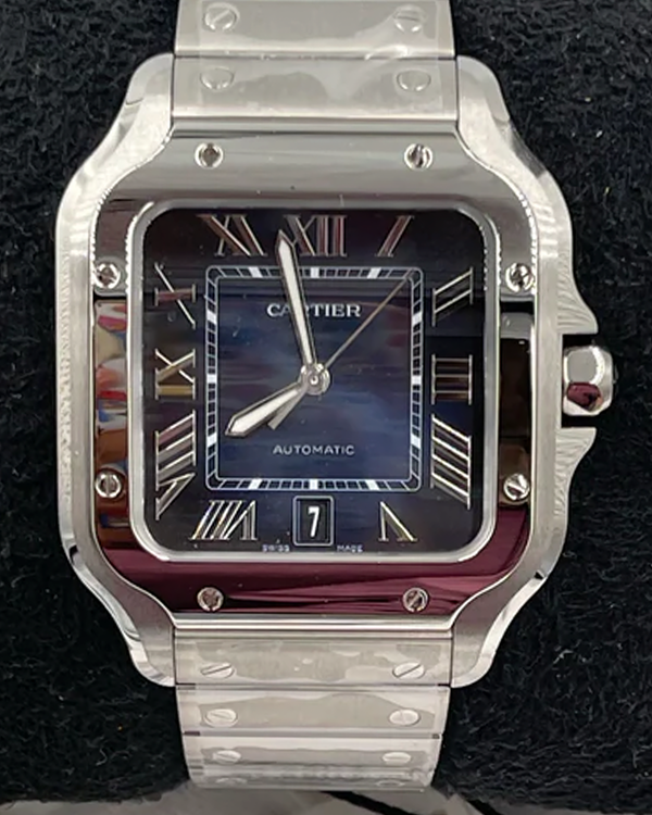Cartier Santos de Cartier 39.8MM Blue Dial Steel Bracelet (WSSA0071)