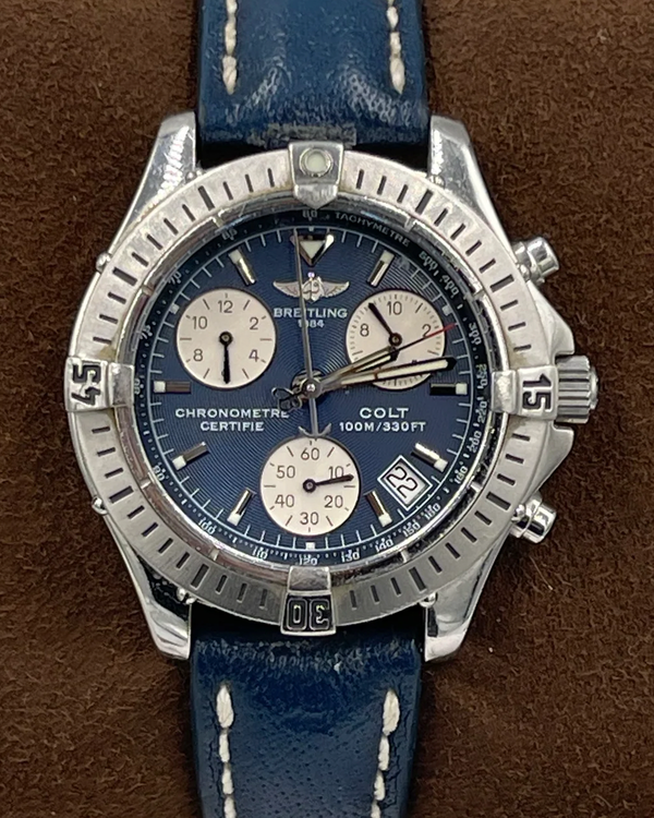 Breitling Colt Chronograph 38MM Quartz Blue Dial Leather Strap (A73350)