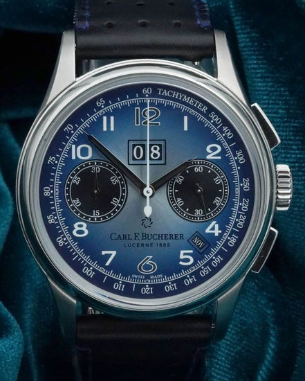 No Reserve - Carl F. Bucherer Heritage BiCompax Annual L.E. 41MM Blue Dial Leather Strap (00.10803.08.52.99)