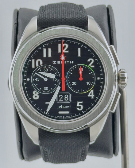 No Reserve - 2023 Zenith Pilot Big Date Flyback 42.5MM Black Dial Textile Strap (03.4000.3652)