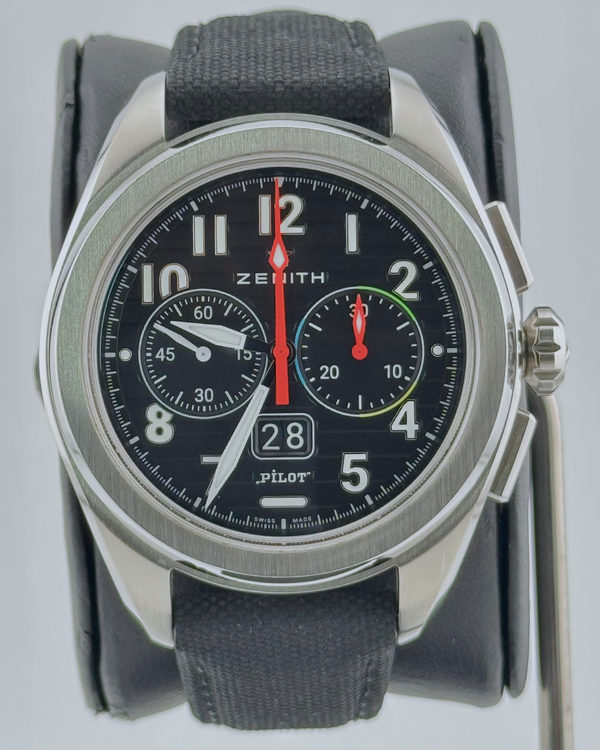No Reserve - 2023 Zenith Pilot Big Date Flyback 42.5MM Black Dial Textile Strap (03.4000.3652)