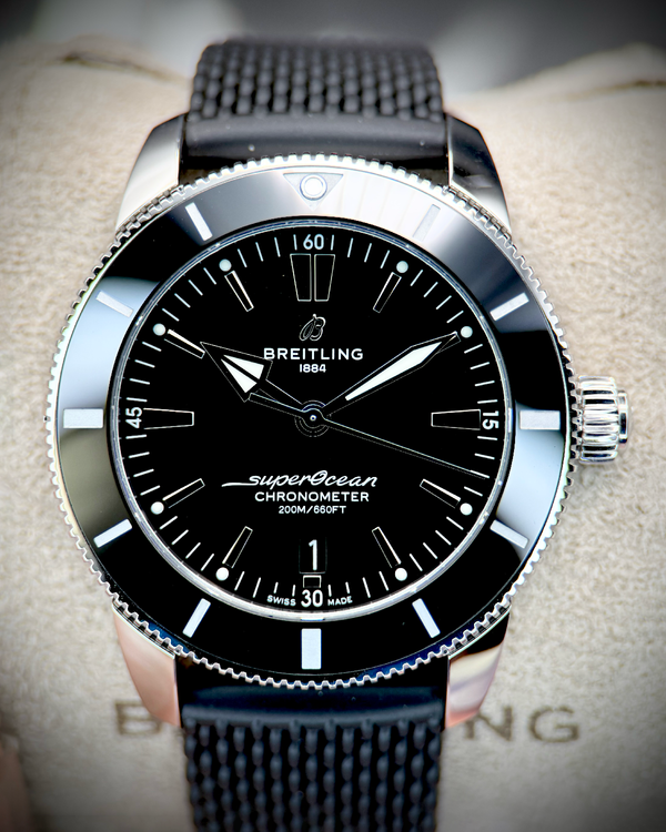 No Reserve - 2025 Breitling Superocean Heritage II B20 44MM Black Dial Rubber Strap (AB2030)