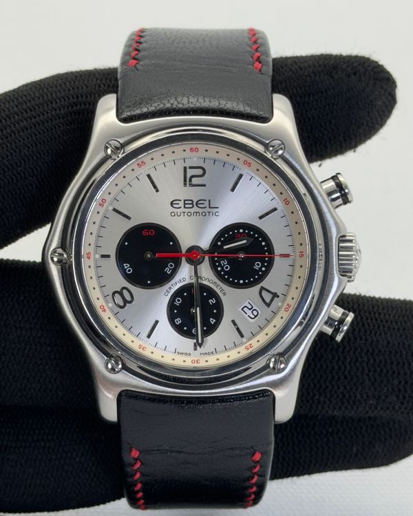 2006 Ebel 1911 Chronograph 43MM Silver Dial Leather Strap (E9137260)
