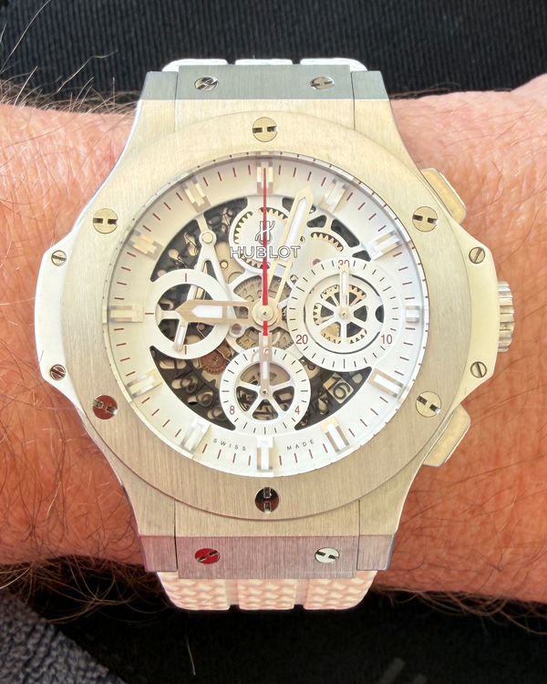 No Reserve - Hublot Big Bang Aero Bang "All White" L.E. 44MM Skeleton Dial Rubber Strap (311.SE.2113.VR.JDR.14)