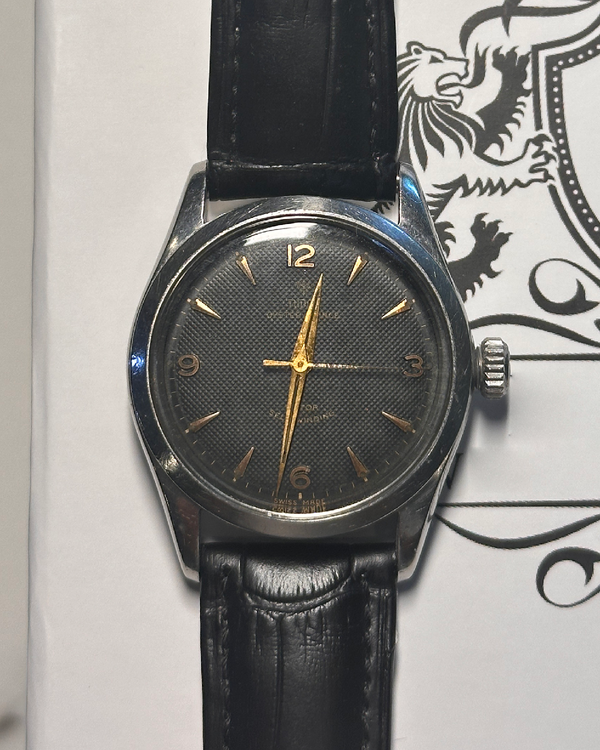 1954 Tudor Vintage Oyster Prince 34MM Aftermarket Black Dial Aftermarket Leather Strap (7909)