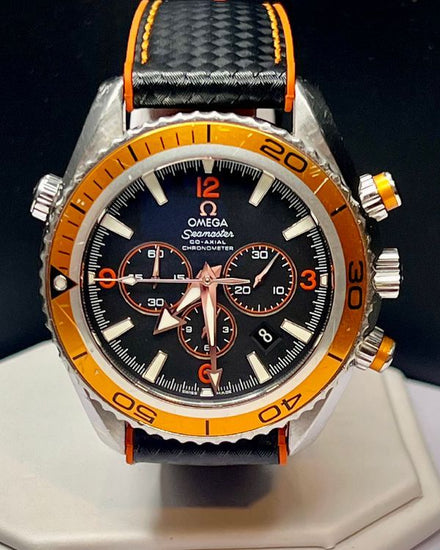 No Reserve - 2010 Omega Seamaster Planet Ocean 600M Chronograph 45.5MM Black Dial Aftermarket Rubber Strap (2218.50.00)