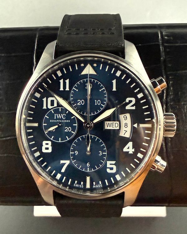 2016 IWC Schaffhausen Pilot Chronograph "Le Petit Prince" 43MM Blue Dial Leather Strap (IW377706)