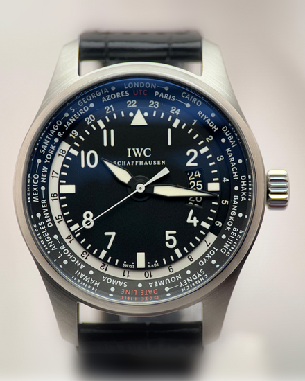 2017 IWC Schaffhausen Pilot Worldtimer 45MM Black Dial Leather Strap (IW326201)