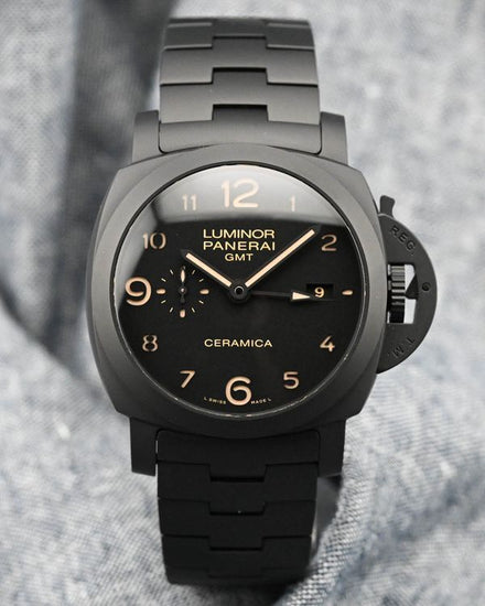 2018 Panerai Luminor 1950 3 Days GMT Tuttonero 44MM Black Dial Ceramic Bracelet (PAM00438)