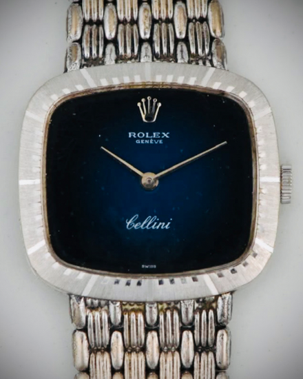 No Reserve - 1976 Rolex Cellini 24MM Blue Dial Aftermarket Steel Bracelet (4082)