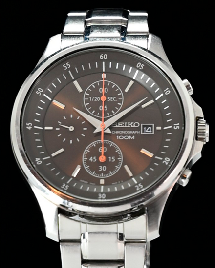 No Reserve - Seiko Chronograph 42MM Quartz Brown Dial Steel Bracelet (7T92-0NY0)
