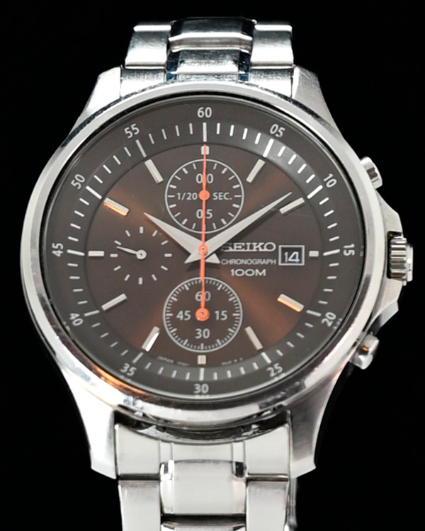 No Reserve - Seiko Chronograph 42MM Quartz Brown Dial Steel Bracelet (7T92-0NY0)