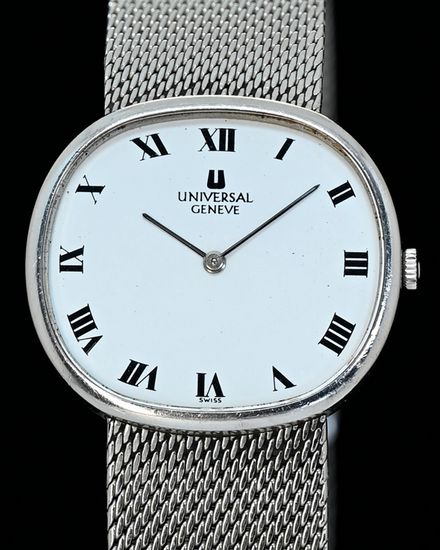 No Reserve - Universal Geneve White Shadow 35MM White Dial Steel Bracelet (842125)