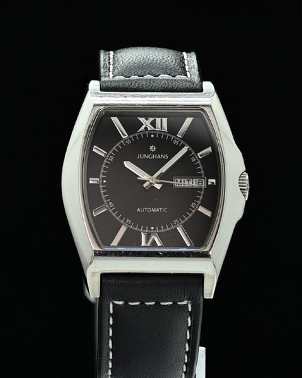 No Reserve - Junghans Tondo 40MM Black Dial Aftermarket Leather Strap (27/4400)