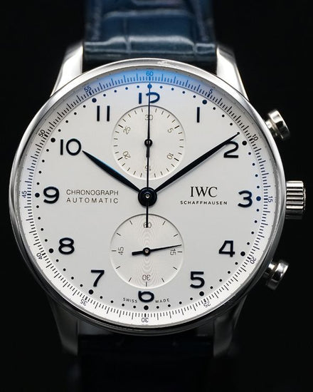 2024 IWC Schaffhausen Portugieser “Portuguese Chronograph” 41MM White Dial Leather Strap (IW371605)