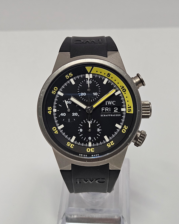 IWC Schaffhausen Aquatimer Chronograph 42MM Black Dial Rubber Strap (IW371918)