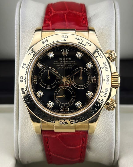 (D Serial) Rolex Cosmograph Daytona 40MM Black Dial Leather Strap (116518)
