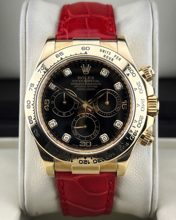 (D Serial) Rolex Cosmograph Daytona 40MM Black Dial Leather Strap (116518)