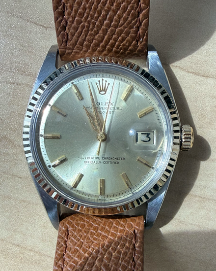 Rolex Datejust 36MM Champagne Dial Aftermarket Leather Strap (1601)