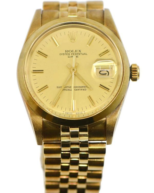 Rolex Oyster Perpetual 34MM Champagne Dial Yellow Gold Jubilee Bracelet (15007)