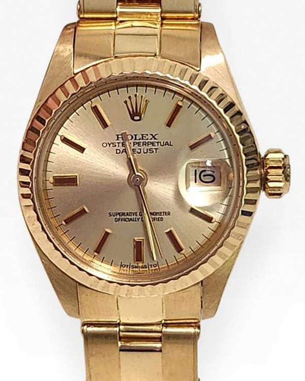 Rolex Lady-Datejust 26MM Champagne Dial Yellow Gold Oyster Bracelet (6917)