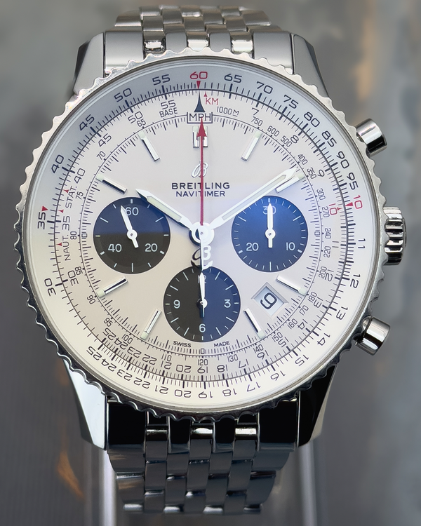 2019 Breitling Navitimer 1 B01 Chronograph "Panda" 43MM White Dial Steel Bracelet (AB0121211G1A1)