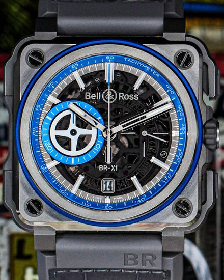 No Reserve - Bell & Ross BR-X1 Hyperstellar L.E. 45MM Skeleton Dial Rubber Strap (BRX1-AL-TI-BLU)
