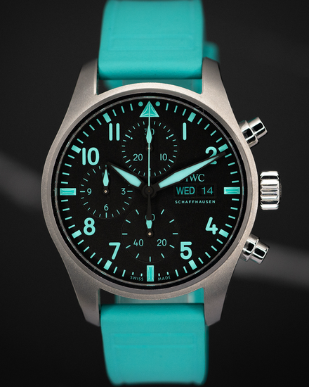 2022 IWC Schaffhausen Pilot Chronograph "Mercedes AMG Petronas F1" 41MM Black Dial Rubber Strap (IW388108)