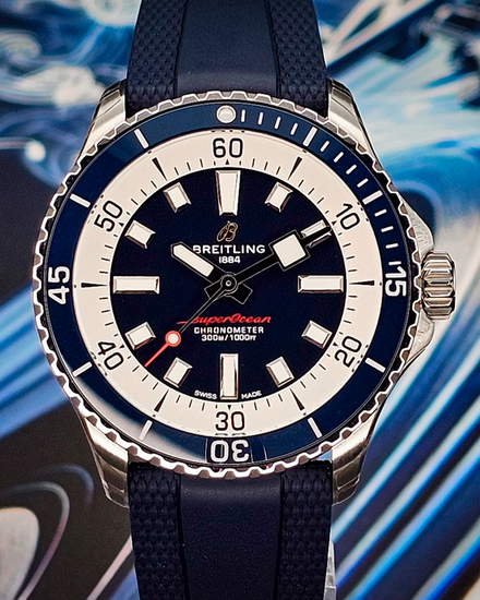 2026 Breitling Superocean 42MM Blue Dial Rubber Strap (A17375)