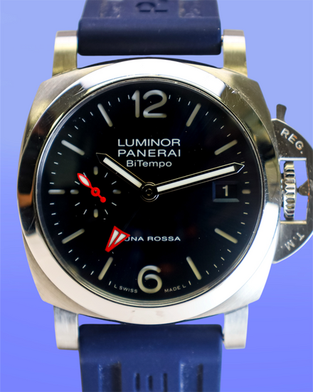 2024 Panerai Luminor Quaranta BiTempo Luna Rossa 40MM Blue Dial Rubber Strap (PAM01404)